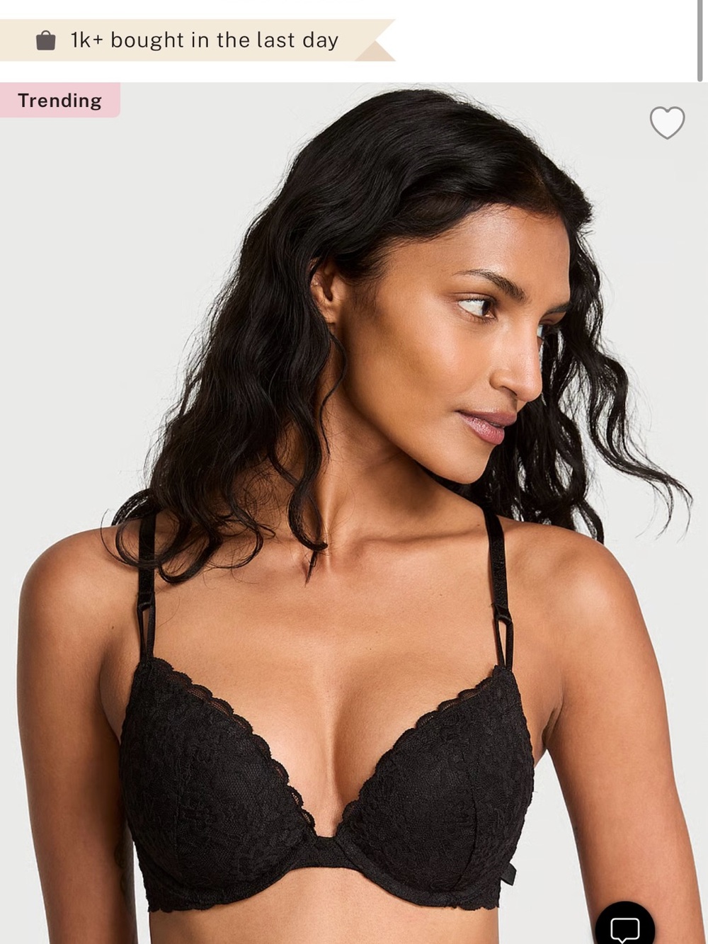 Victoria's Secret Black Lace Push-Up Bra Size 32C in Black
